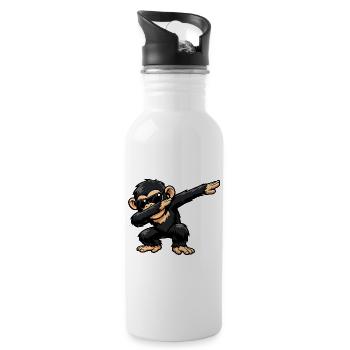 Dabbing Chimpanzee - Water bottle with straw - white - Right