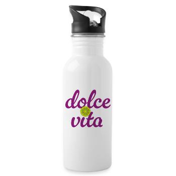 Dolce Vita Limette Quote Italien Lebensfreude Fun - Trinkflasche mit integriertem Trinkhalm - Weiß - Rechts