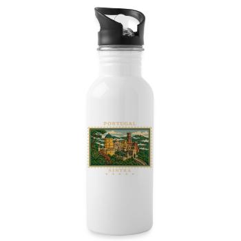 Portugal Sintra Vintage Reisemarke - Trinkflasche mit integriertem Trinkhalm - Weiß - Rechts
