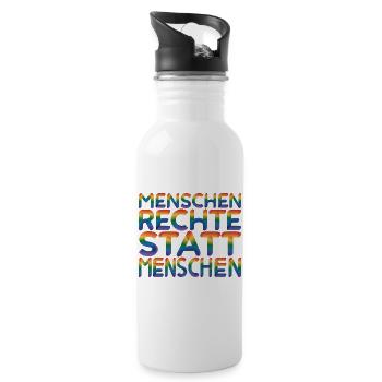 Menschenrechte Statement für Demokratie Fans - Trinkflasche mit integriertem Trinkhalm - Weiß - Rechts
