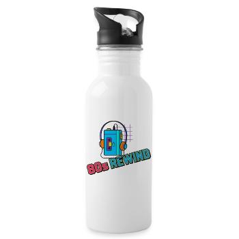 80er-Jahre-Rewind-Kassetten-Kopfhörer - Trinkflasche mit integriertem Trinkhalm - Weiß - Rechts