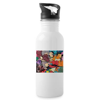 Moderner Zirkus - Trinkflasche mit integriertem Trinkhalm - Weiß - Rechts