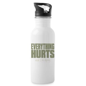 Alles tut weh - Lustiges Fitness Shirt - Trinkflasche mit integriertem Trinkhalm - Weiß - Rechts