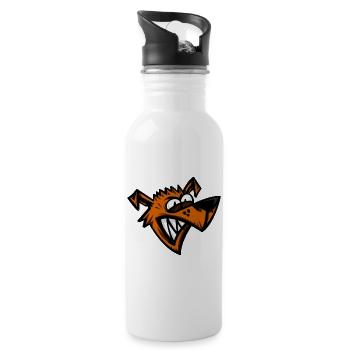 Lustiger Verrückter Hund Cartoon Kopf - Trinkflasche mit integriertem Trinkhalm - Weiß - Rechts
