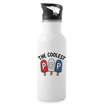 Lustiger Opa, der coolste Papa - Trinkflasche mit integriertem Trinkhalm - Weiß - Rechts