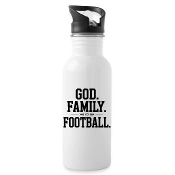God. Family. Football. - Water bottle with straw - white - Right