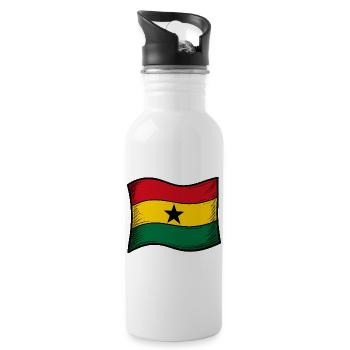 Ghana Flag Red Gold Green Star - Water bottle with straw - white - Right