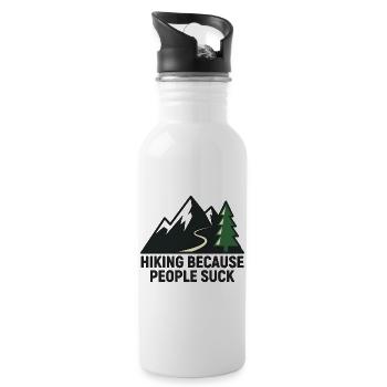Hiking because people are annoying - Water bottle with straw - white - Right