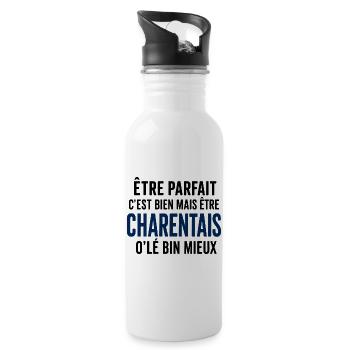 Être parfait, c’est être Charentais - Gourde avec paille intégrée - blanc - Droite