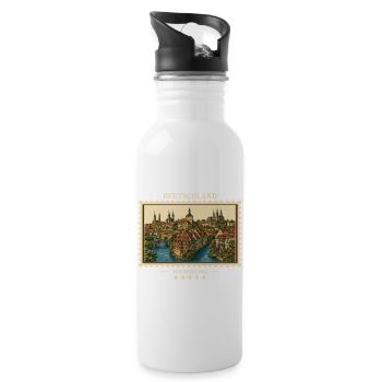 Deutschland Bamberg Vintage Reisemarke - Trinkflasche mit integriertem Trinkhalm - Weiß - Rechts