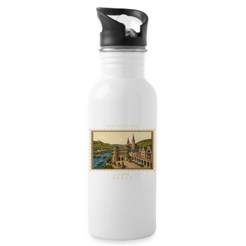 Deutschland Trier Vintage Reisemarke - Trinkflasche mit integriertem Trinkhalm - Weiß - Rechts