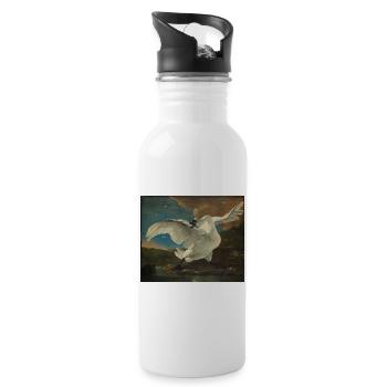 The_threatened_Swan_Jan_Asselijn_1650 - Trinkflasche mit integriertem Trinkhalm - Weiß - Rechts