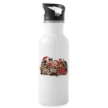 Weihnachten Landleben Ho Ho Hof Landwirtschaft  - Trinkflasche mit integriertem Trinkhalm - Weiß - Rechts