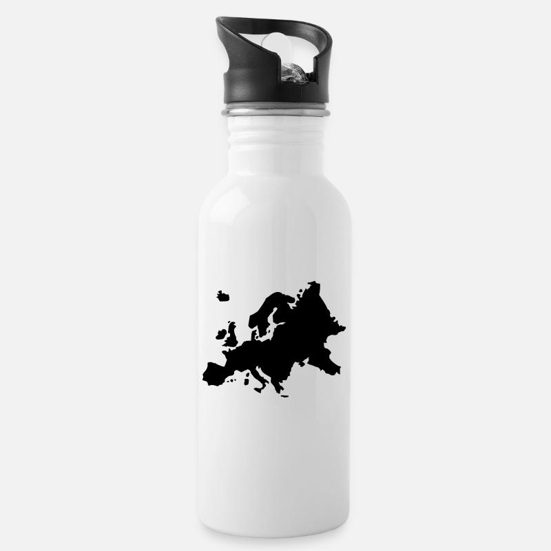 Europa - Trinkflasche mit integriertem Trinkhalm - Weiß