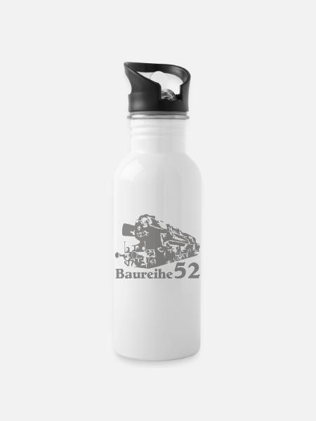 Dampflok Baureihe 52 - Trinkflasche mit integriertem Trinkhalm - Weiß