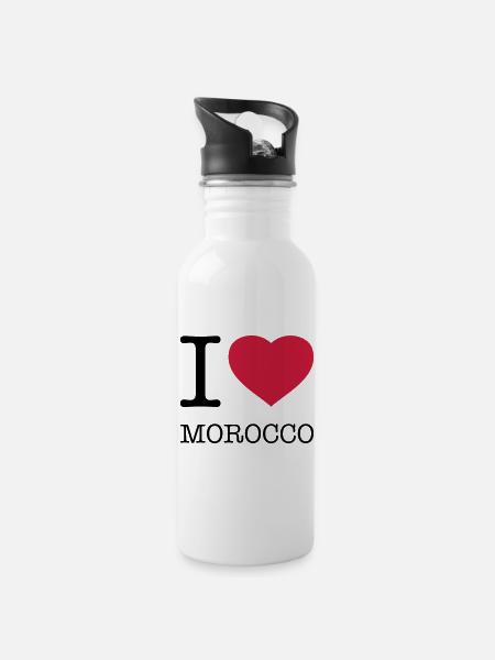J’AIME LE MAROC Marokko - Gourde avec paille intégrée - blanc