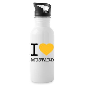 I LOVE MUSTARD Senf Wurst - Trinkflasche mit integriertem Trinkhalm - Weiß - Rechts