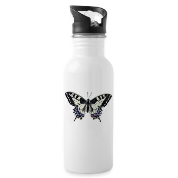 Schmetterling - Trinkflasche mit integriertem Trinkhalm - Weiß - Rechts