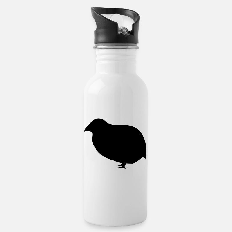 Wachtel - Trinkflasche mit integriertem Trinkhalm - Weiß
