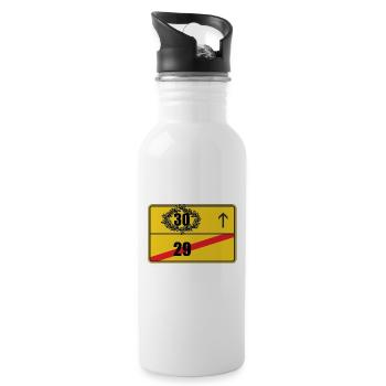 Ortsschild 30. Geburtstag Geschenk - Trinkflasche mit integriertem Trinkhalm - Weiß - Rechts