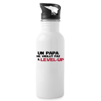 un papa ne vieillit pas,citations,geek,gaming - Gourde avec paille intégrée - blanc - Droite