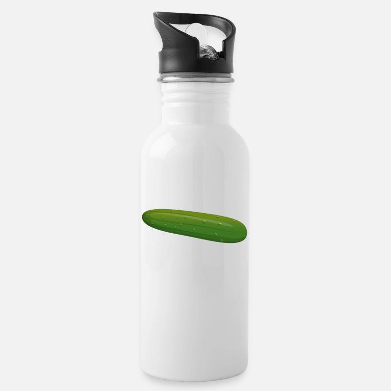 Gurke Zuccini Zucchini Zuchini Spreewald Geschenk - Trinkflasche mit integriertem Trinkhalm - Weiß