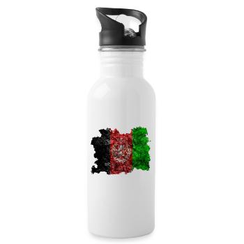 Afghanistan vintage flag - Water bottle with straw - white - Right