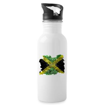 Jamaika Vintage Flagge - Trinkflasche mit integriertem Trinkhalm - Weiß - Rechts