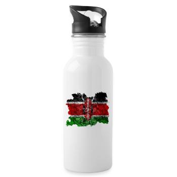 Kenia Vintage Flagge - Trinkflasche mit integriertem Trinkhalm - Weiß - Rechts