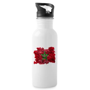 Marokko Vintage Flagge - Trinkflasche mit integriertem Trinkhalm - Weiß - Rechts