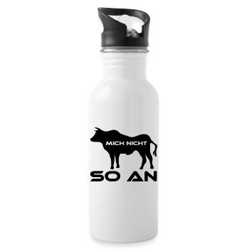 Stier mich nicht so an ! - Trinkflasche mit integriertem Trinkhalm - Weiß - Rechts