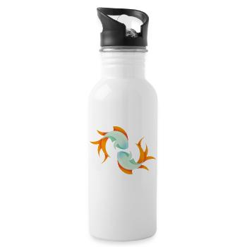Poissons poissons signe du zodiaque cadeau pêche océan - Gourde avec paille intégrée - blanc - Droite
