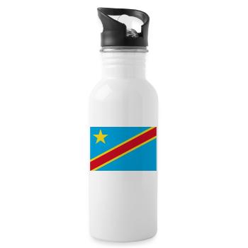 Flagge der Demokratischen Republik Kongo - Trinkflasche mit integriertem Trinkhalm - Weiß - Rechts