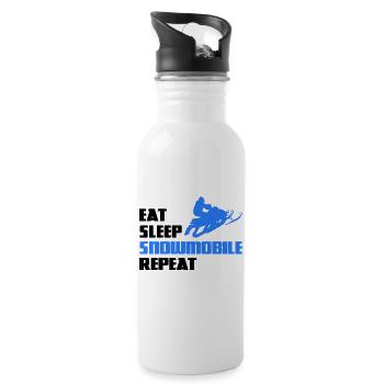 Snowmobile snowmobile snowmobile - Water bottle with straw - white - Right