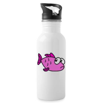 Poisson cool mignon drôle - Gourde avec paille intégrée - blanc - Droite