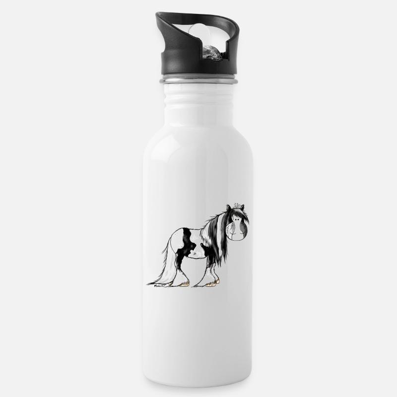Irish Tinker Pferd - Pinto - Trinkflasche mit integriertem Trinkhalm - Weiß