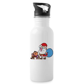 Santa Claus Christmas Santa - Water bottle with straw - white - Right