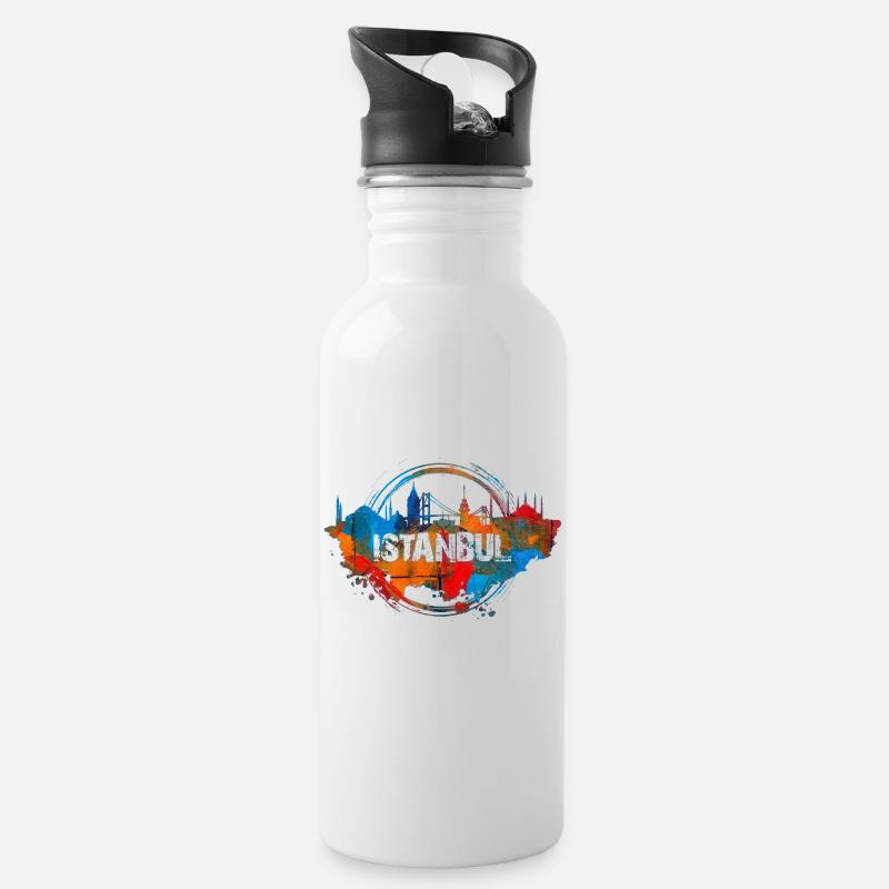 Istanbul Color - Trinkflasche mit integriertem Trinkhalm - Weiß