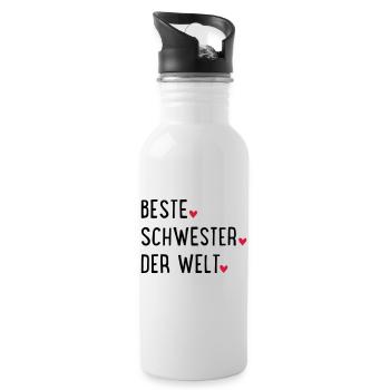 Schwester - Trinkflasche mit integriertem Trinkhalm - Weiß - Rechts