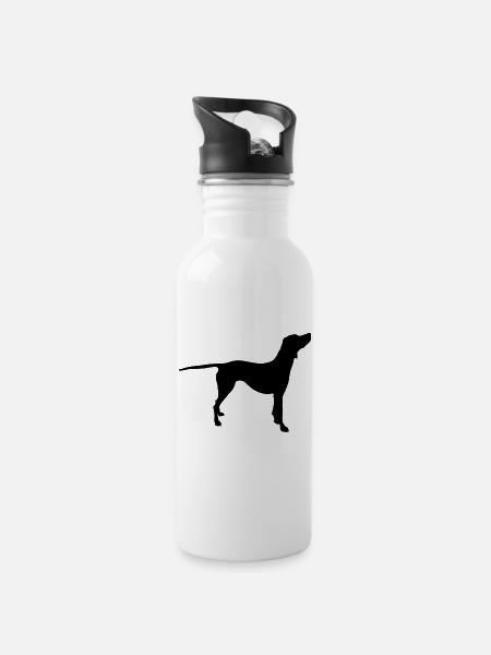 Dalmatiner - Trinkflasche mit integriertem Trinkhalm - Weiß