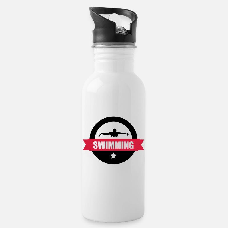 Swimming - Trinkflasche mit integriertem Trinkhalm - Weiß