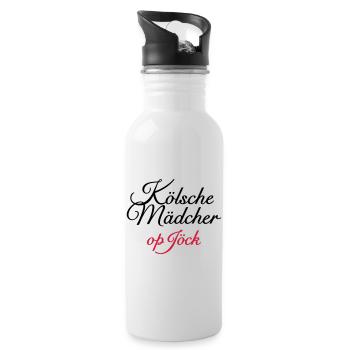 Kölsche Mädcher op Jöck Mädchen aus Köln unterwegs - Trinkflasche mit integriertem Trinkhalm - Weiß - Rechts