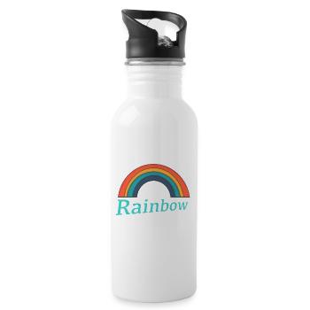 Regen Bogen logo - Trinkflasche mit integriertem Trinkhalm - Weiß - Rechts