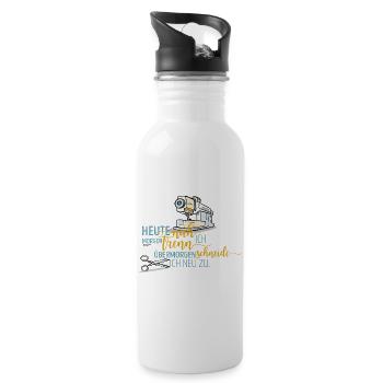 Nähen Schneidern Frauen Spruch Handarbeit - Trinkflasche mit integriertem Trinkhalm - Weiß - Rechts