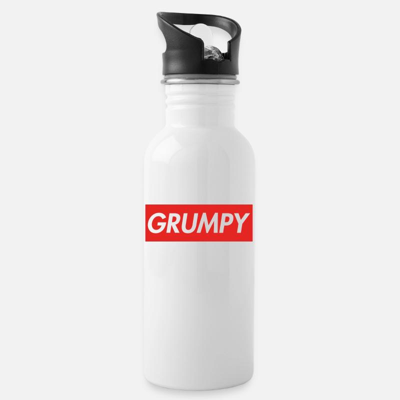 GRUMPY - Trinkflasche mit integriertem Trinkhalm - Weiß