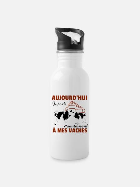 Vache Shirt • Mes vaches • Vache Cadeau - Gourde avec paille intégrée - blanc