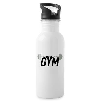 Fitness Shirt Workout Fitness Class Gift - Water bottle with straw - white - Right