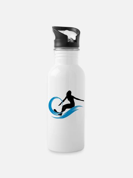 surfeuse - Gourde avec paille intégrée - blanc