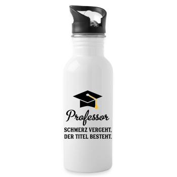 professor - Trinkflasche mit integriertem Trinkhalm - Weiß - Rechts