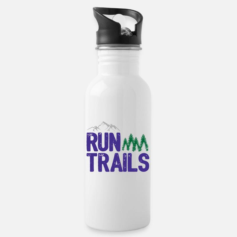 Run Trails - Trinkflasche mit integriertem Trinkhalm - Weiß